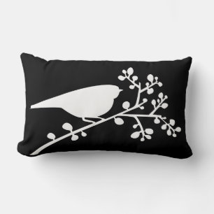 White Mod Single Bird & Berries {pick your colour} Lumbar Cushion