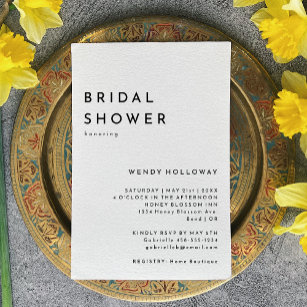 White Modern Bold Bridal Shower Invitation