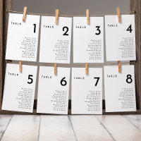 White Modern Bold Hanging Seating Chart Card