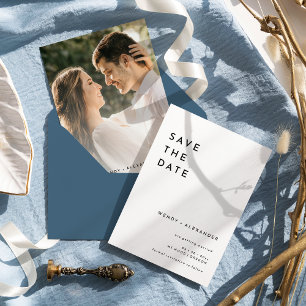 White Modern Bold Photo Wedding Save The Date