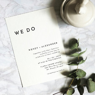 White Modern Bold We Do Wedding Invitation