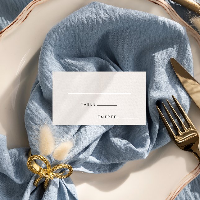 White Modern Bold Wedding Entree Choice Flat Place Card (Creator Uploaded)