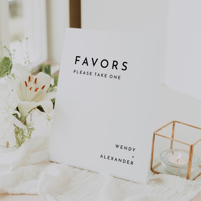 White Modern Bold Wedding Favours Pedestal Sign (Creator Uploaded)