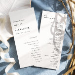 White Modern Bold Wedding Flat Program Programme<br><div class="desc">Introducing our White Modern Bold Wedding Flat Program design, a true representation of modern minimalism and elegance. With its unique blend of creative and chic design elements, this design is perfect for those seeking a polished and bold aesthetic on their special day. Our chic off-set typography adds a touch of...</div>