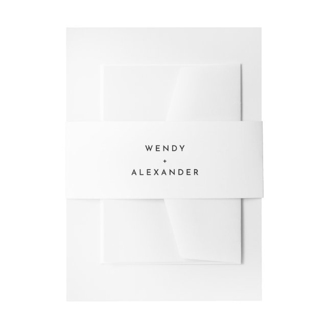 White Modern Bold Wedding Invitation Belly Band (Front Example)
