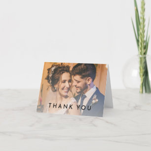 White Modern Bold Wedding Photo Folded Thank You Card