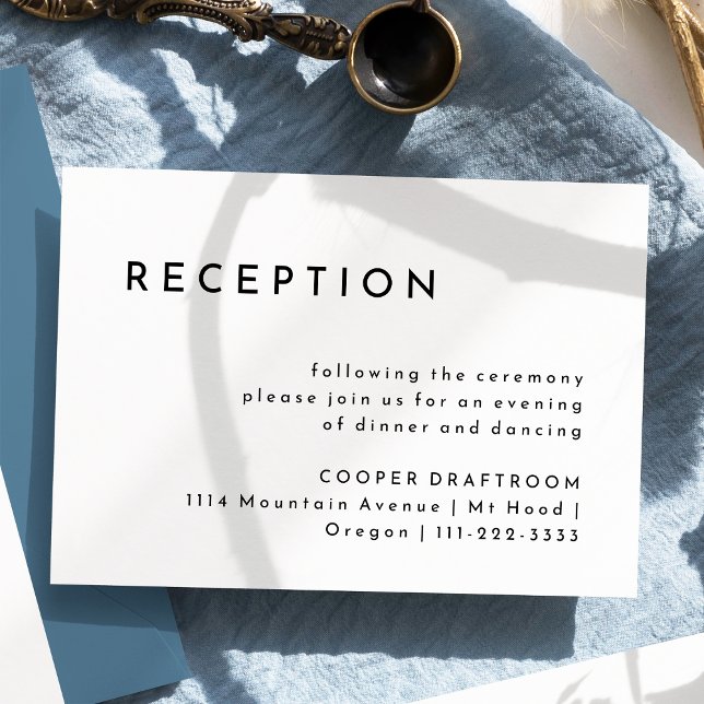 White Modern Bold Wedding Reception Enclosure Card (Creator Uploaded)