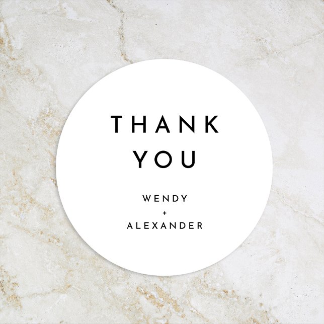 White Modern Bold Wedding Thank You Favour Sticker (Creator Uploaded)