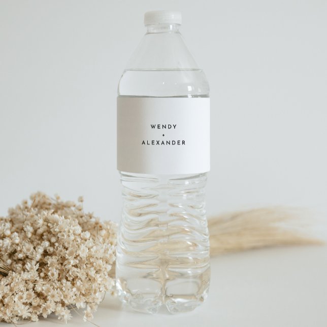White Modern Bold Wedding Water Bottle Label (Creator Uploaded)