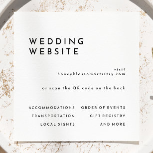White Modern Bold Wedding Website QR Code Enclosure Card