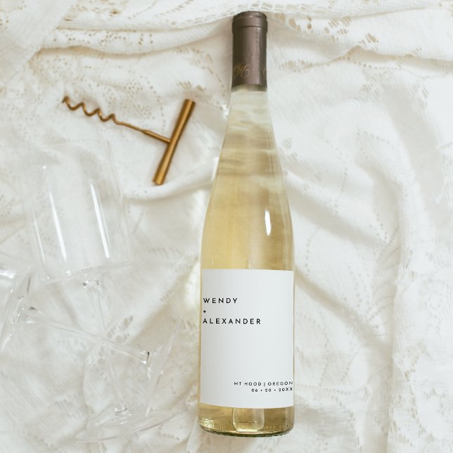 White Modern Bold Wedding Wine Label (Creator Uploaded)