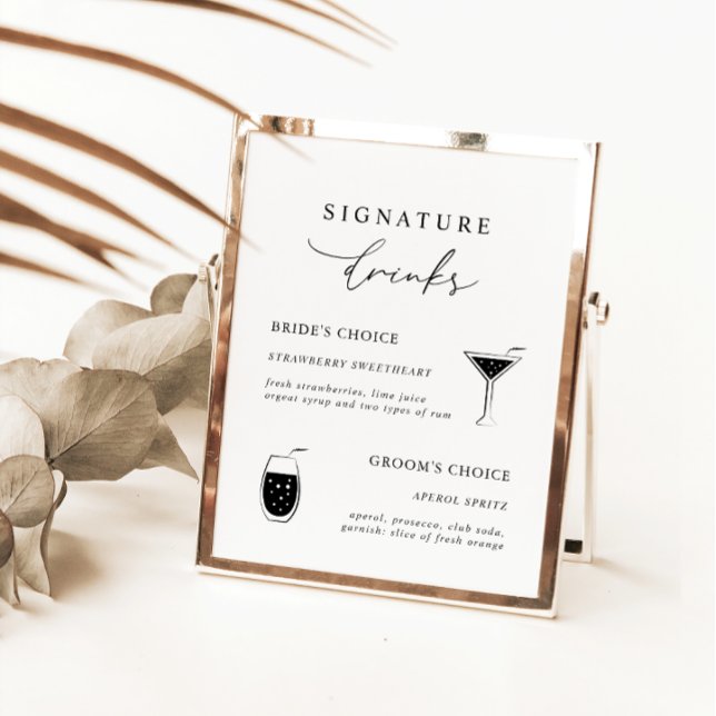 White Modern Calligraphy Signature Drinks Sign (Creator Uploaded)