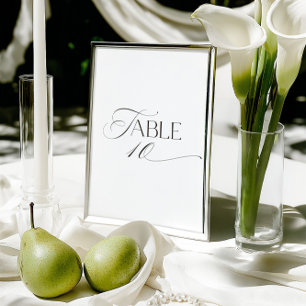 White Modern Classic Calligraphy Table Number
