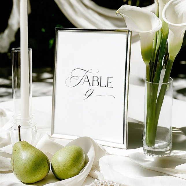 White Modern Classic Calligraphy Table Number (This design is not editable. All table numbers can be found in the collection on this page.r)