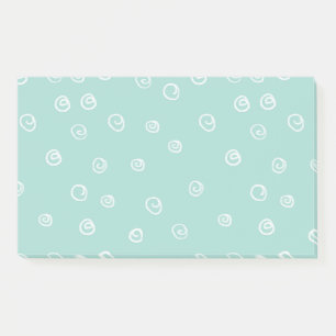 white modern doodle swirls turquoise wreath post-it notes