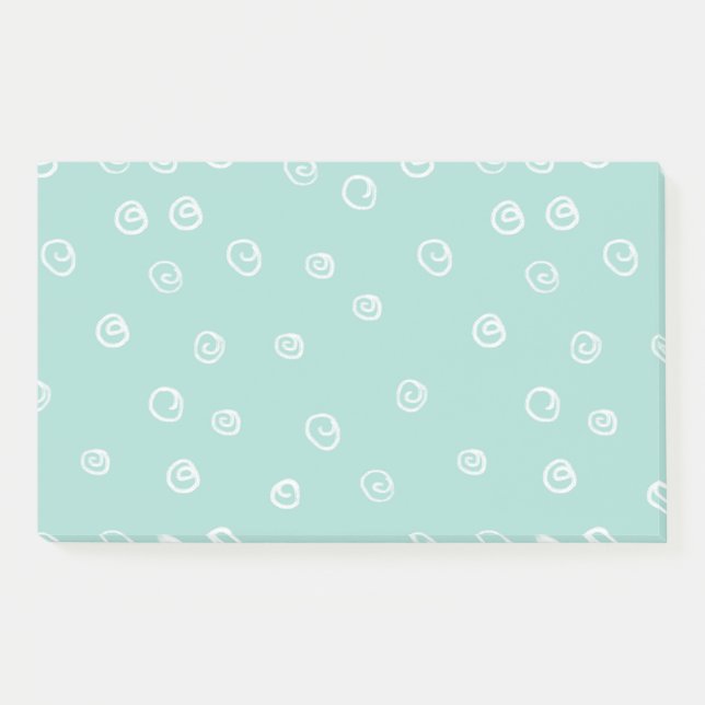 white modern doodle swirls turquoise wreath post-it notes (Front)