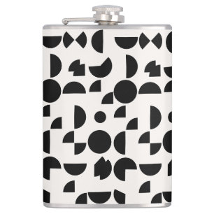 White Modern Elegant Geometric Tribal Hip Flask