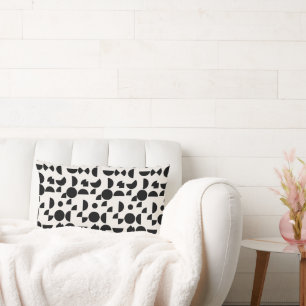 White Modern Elegant Geometric Tribal Lumbar Cushion