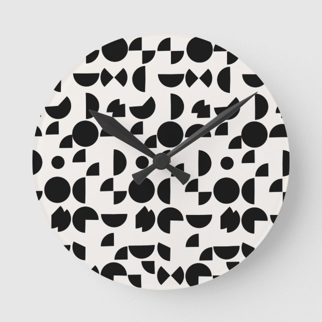White Modern Elegant Geometric Tribal Round Clock (Front)