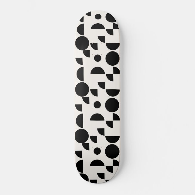 White Modern Elegant Geometric Tribal Skateboard (Front)
