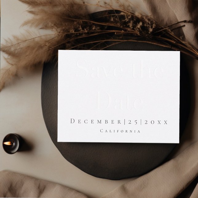 white modern   Flat Save The Date Card (Creator Uploaded)