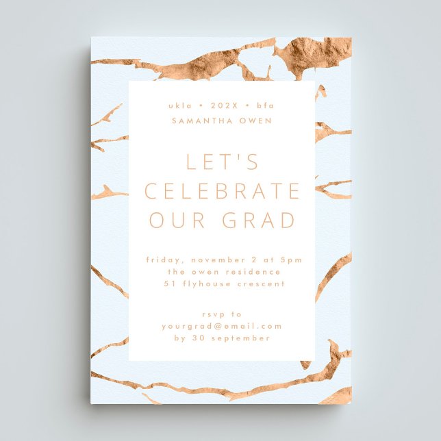 White Modern Gold Foil Marble Graduation Party Invitation (Creator Uploaded)