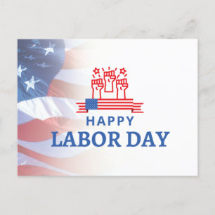 White Modern happy Labour Day  Postcard