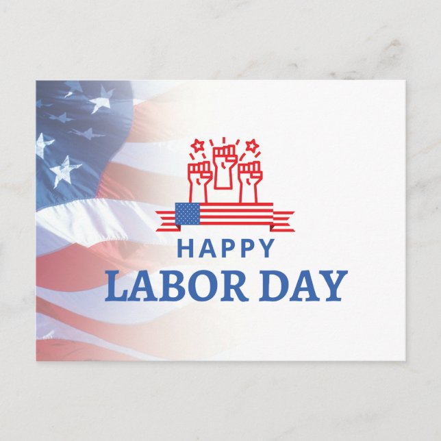 White Modern happy Labour Day  Postcard (Front)