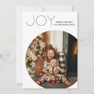 WHITE Modern Joy Minimalist Christmas Holiday Card