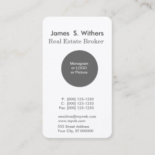 White Modern Minimal  Round Logo Professional Business Card