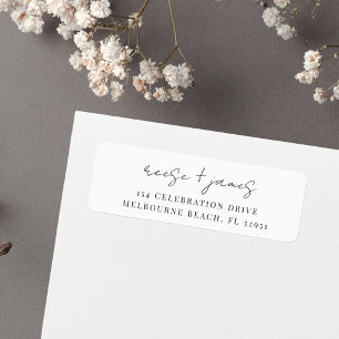 White   Modern Minimal Script Return Address