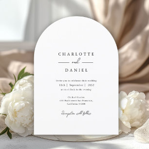 White, modern, minimal, typography wedding invitation