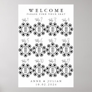 White Modern Minimal Wedding Seating Chart Poster