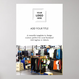 White Modern Minimalist Business Logo Photo Poster