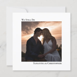 White Modern Minimalist Vow Renewal Photo Invitation