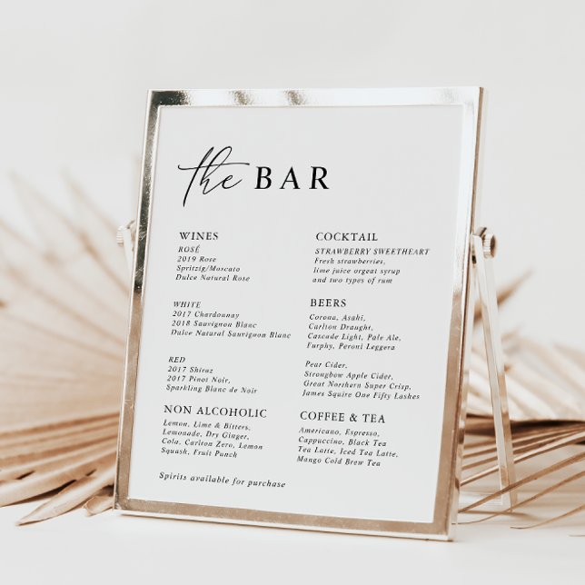 White Modern Minimalist Wedding Bar Menu (Creator Uploaded)