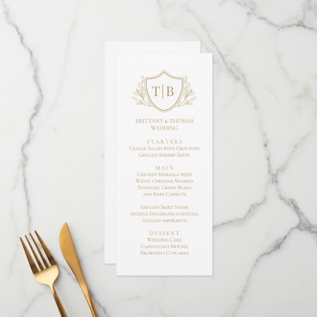 White Modern Monogram Elegant Menu  (Front/Back In Situ)