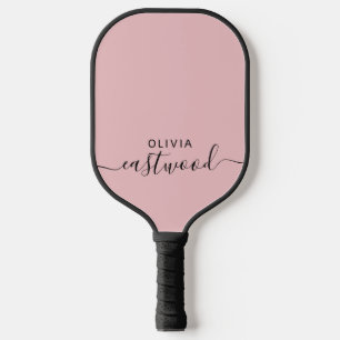 White Modern Monogram On Pink Pickleball Paddle