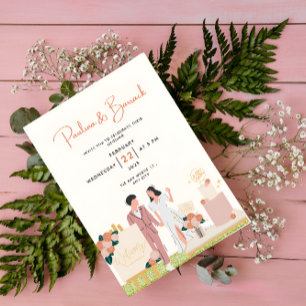 White Modern Personalised Pink Wedding Invitation