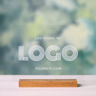 White Modern Rectangular Logo Acrylic Sign