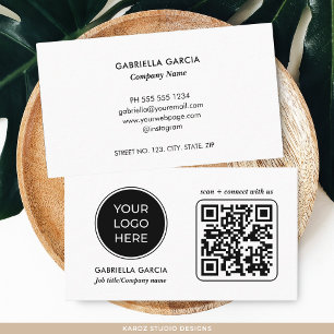 White Modern Scannable Logo Business Card