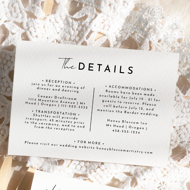 White Modern Script Wedding Details Enclosure Card (Creator Uploaded)
