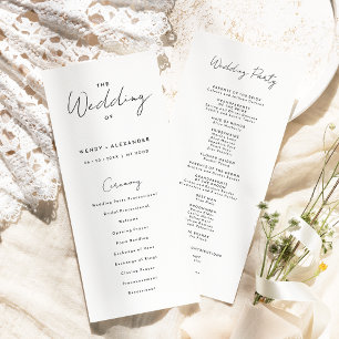 White Modern Script Wedding Flat Program Programme