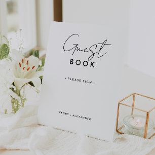 White Modern Script Wedding Guest Book Sign