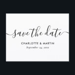 White Modern Script Wedding Save The Date Postcard<br><div class="desc">Elegant white wedding save the date postcard with a modern script font. Matching items available.</div>