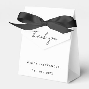 White Modern Script Wedding Thank You Favour Box