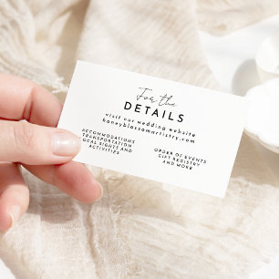 White Modern Script Wedding Website Enclosure Card