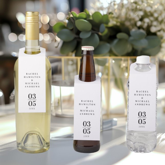 White Modern Simpel Wedding  Bottle Tag (Creator Uploaded)
