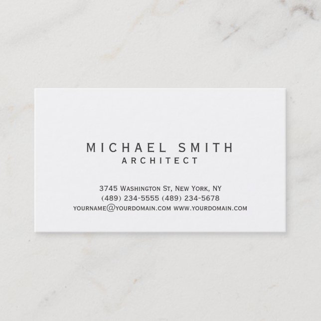 White Modern Simple Minimalist Business Card (Front)