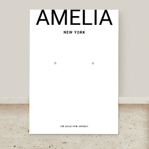 White Modern Typography Earring Display Card
